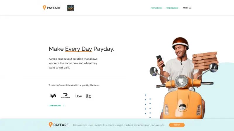 Homepage of Payfare