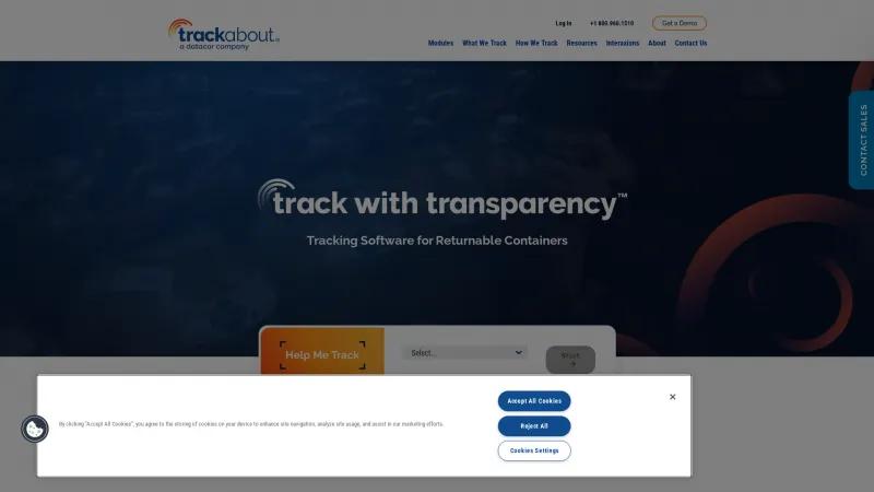 Homepage of TrackAbout