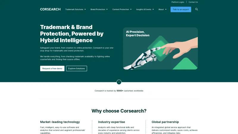 Homepage of Corsearch