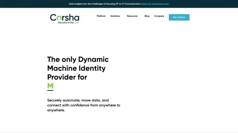 Homepage of Corsha