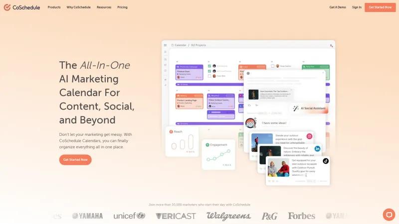 Homepage of CoSchedule