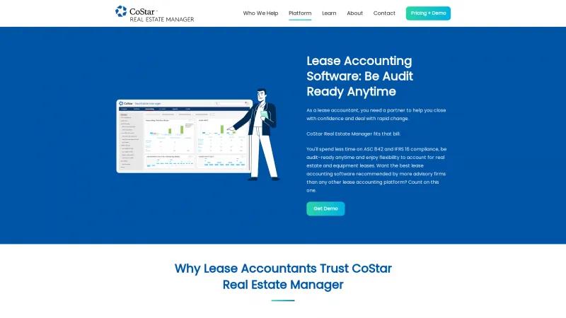 Homepage of CoStar Lease Accounting