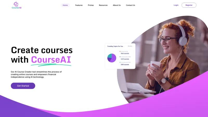 Homepage of CourseAI