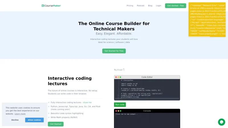 Homepage of CourseMaker