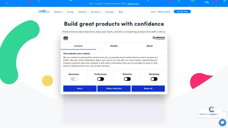 Homepage of Craft.io