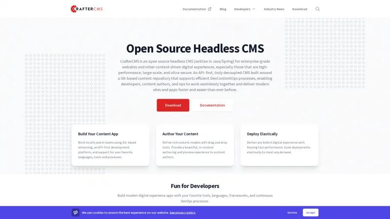 Homepage of Crafter CMS