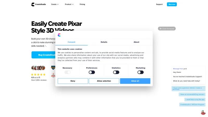 Homepage of CreateStudio