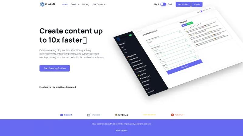 Homepage of CreativAI