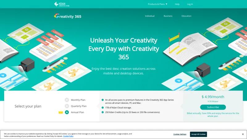 Homepage of Creativity 365