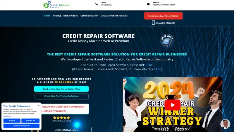 Homepage of Credit Money Machine