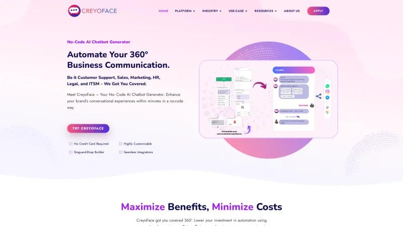 Homepage of CreyoFace