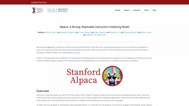 Homepage of Alpaca