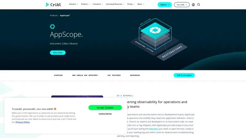 Homepage of Cribl AppScope