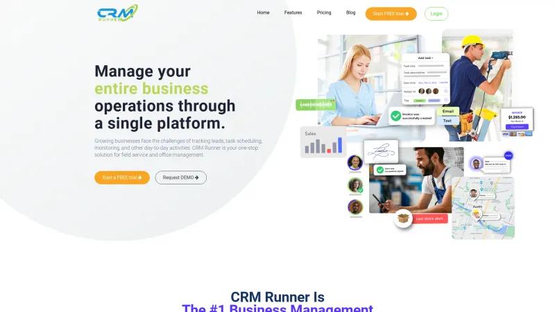 Homepage of CRM Runner