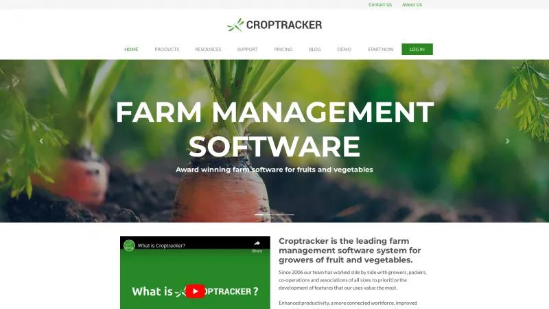 Homepage of CropTracker