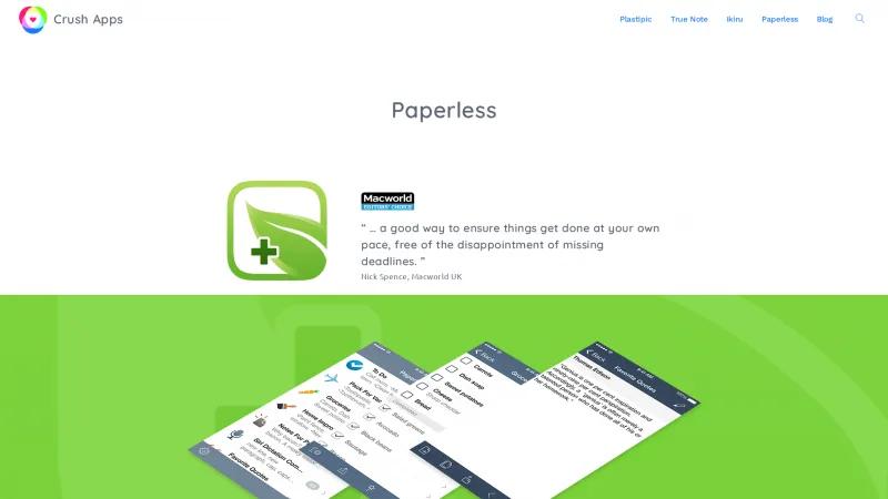 Homepage of Paperless