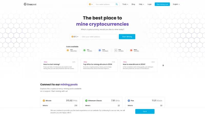 Homepage of Cruxpool