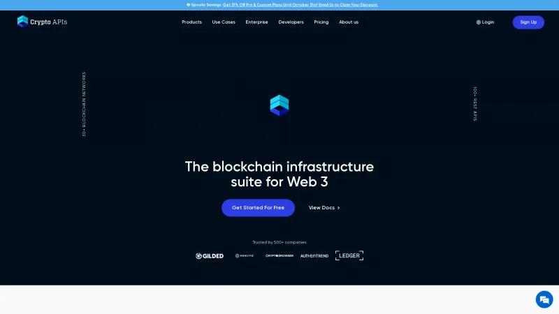 Homepage of Crypto APIs