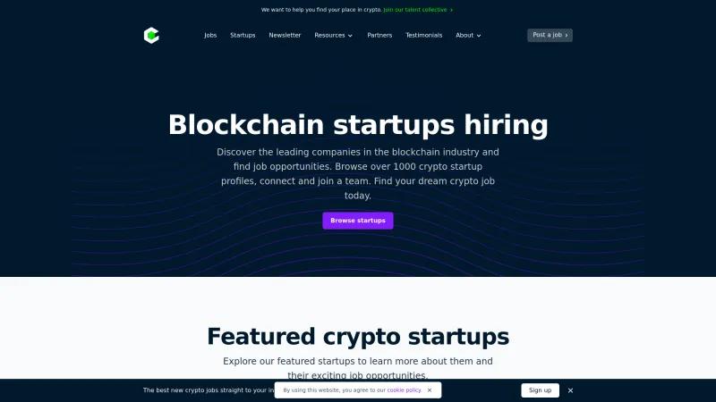 Homepage of Cryptocurrency Jobs