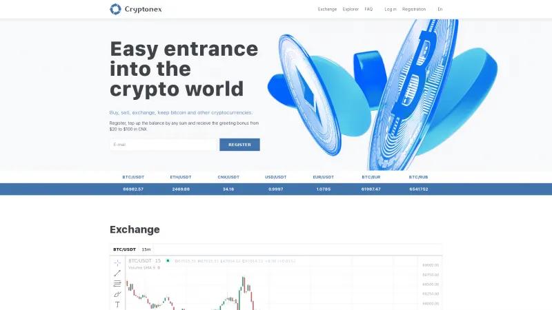 Homepage of Cryptonex