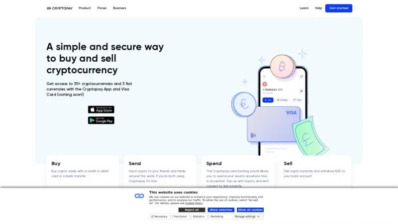 Homepage of Cryptopay