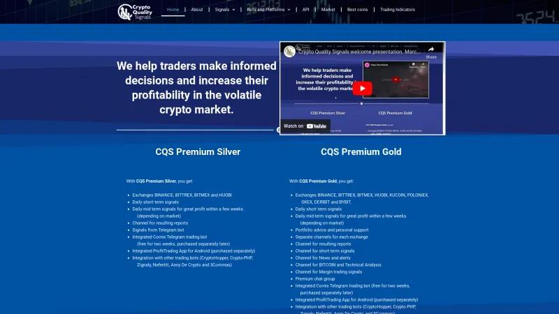 Homepage of Crypto Quality Signals (CQS)