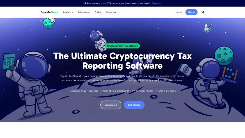 Homepage of CryptoTaxReport