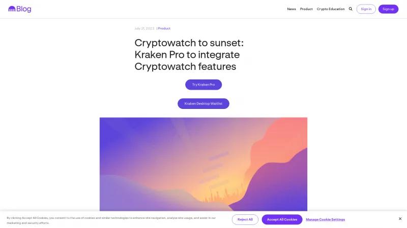 Homepage of Cryptowatch