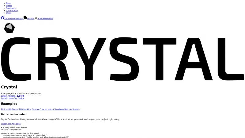 Homepage of Crystal