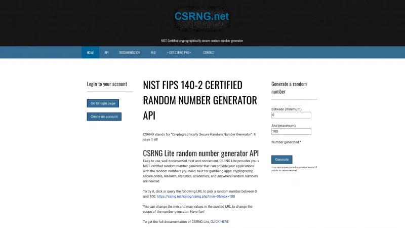 Homepage of CSRNG