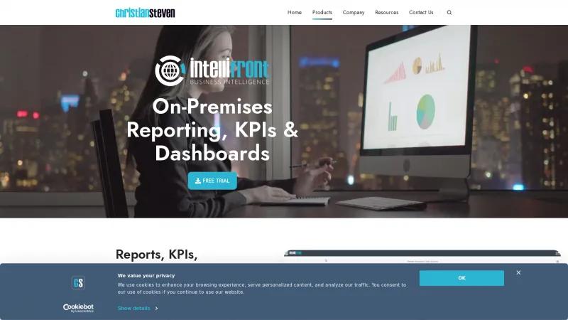 Homepage of IntelliFront BI