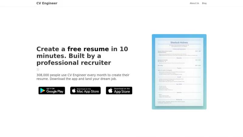 Homepage of CV Engineer