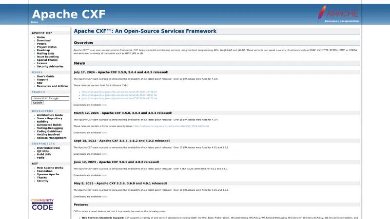 Homepage of Apache CXF