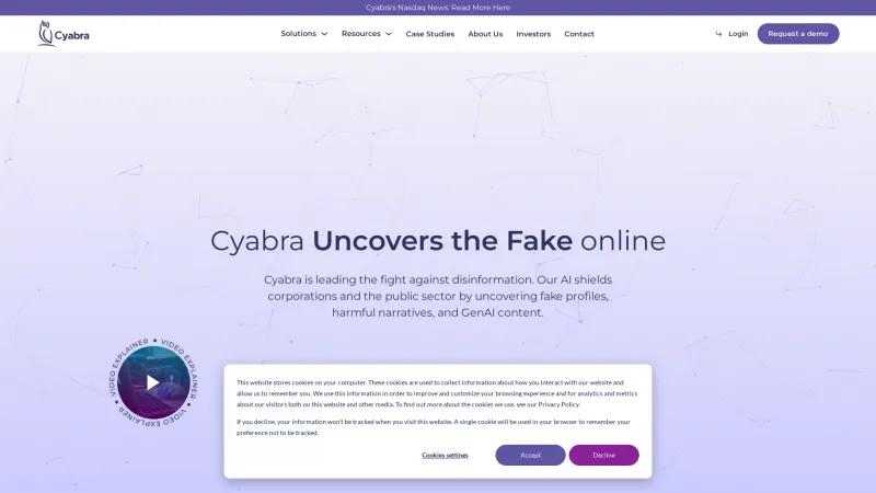 Homepage of Cyabra