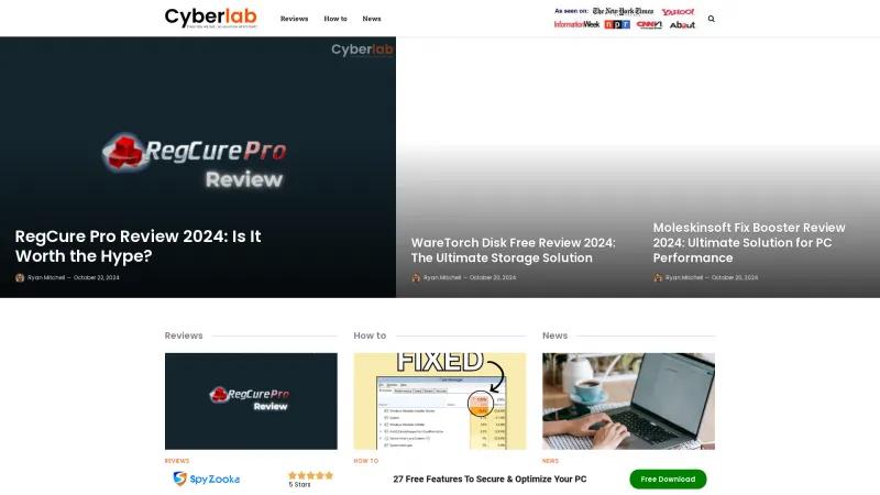 Homepage of Cyberlab PC Cleaner