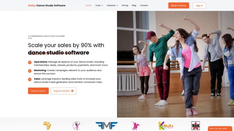 Homepage of Dance Studio Software by Wellyx