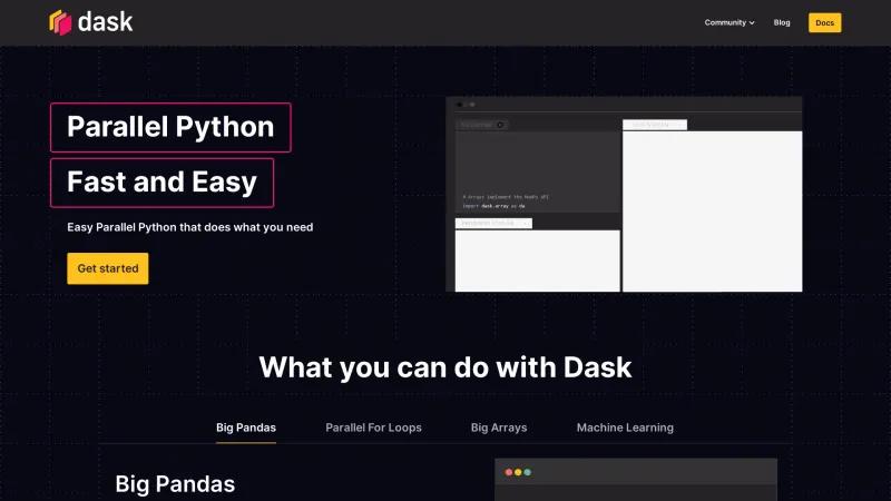 Homepage of Dask