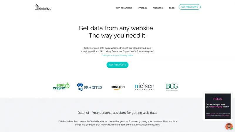 Homepage of Datahut