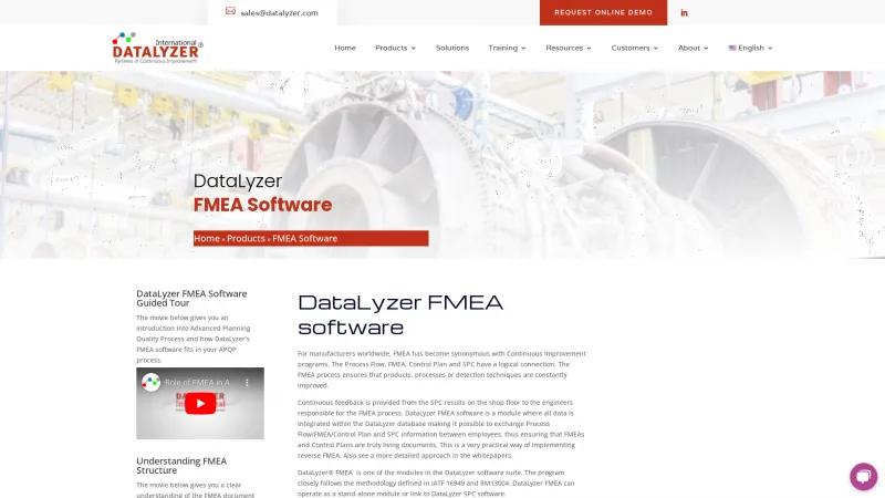 Homepage of DataLyzer FMEA