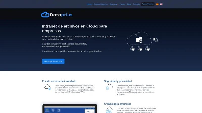 Homepage of Dataprius