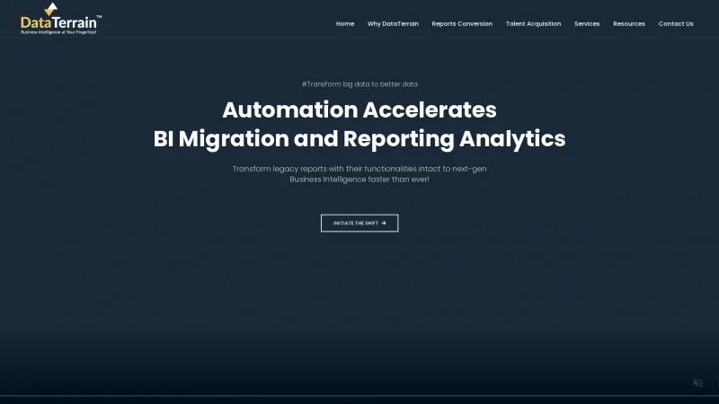 Homepage of DataTerrain