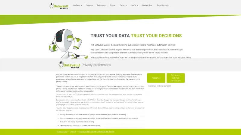 Homepage of Datavault Builder