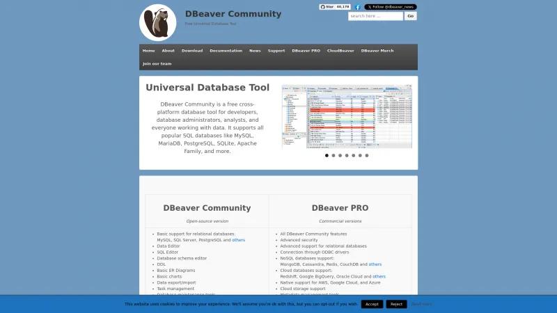 Homepage of DBeaver