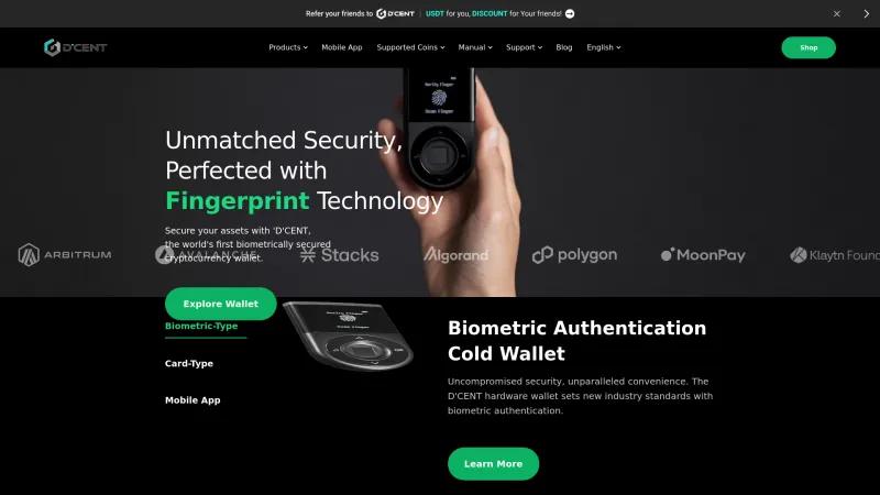 Homepage of D'CENT Wallet