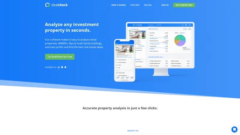 Homepage of DealCheck