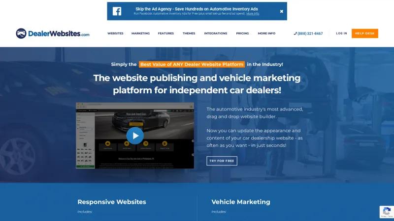 Homepage of DealerWebsites.com