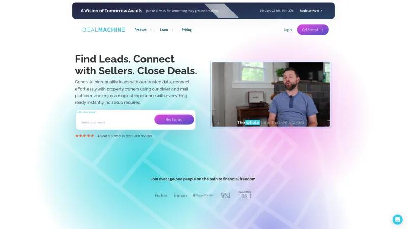 Homepage of DealMachine