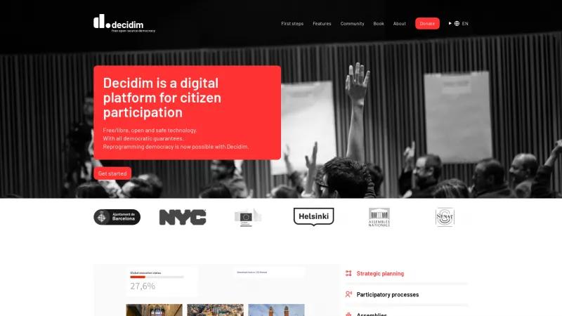 Homepage of Decidim