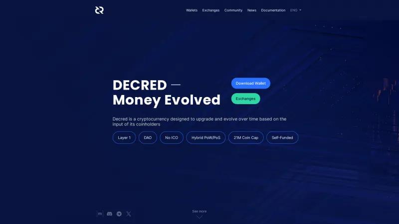 Homepage of Decred