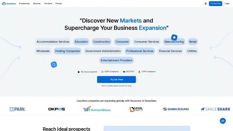 Homepage of DeepSales